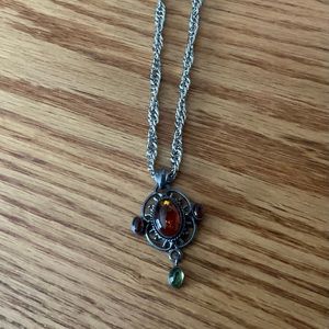 Amber Necklace on Silver Chain